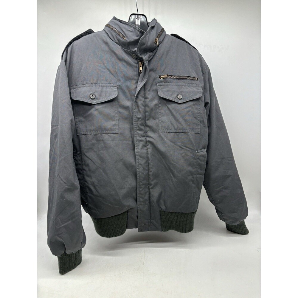 Lord & Taylor The Man’s Shop Gray Coat Jacket w/ Red Zip Put Down Lining Bomber